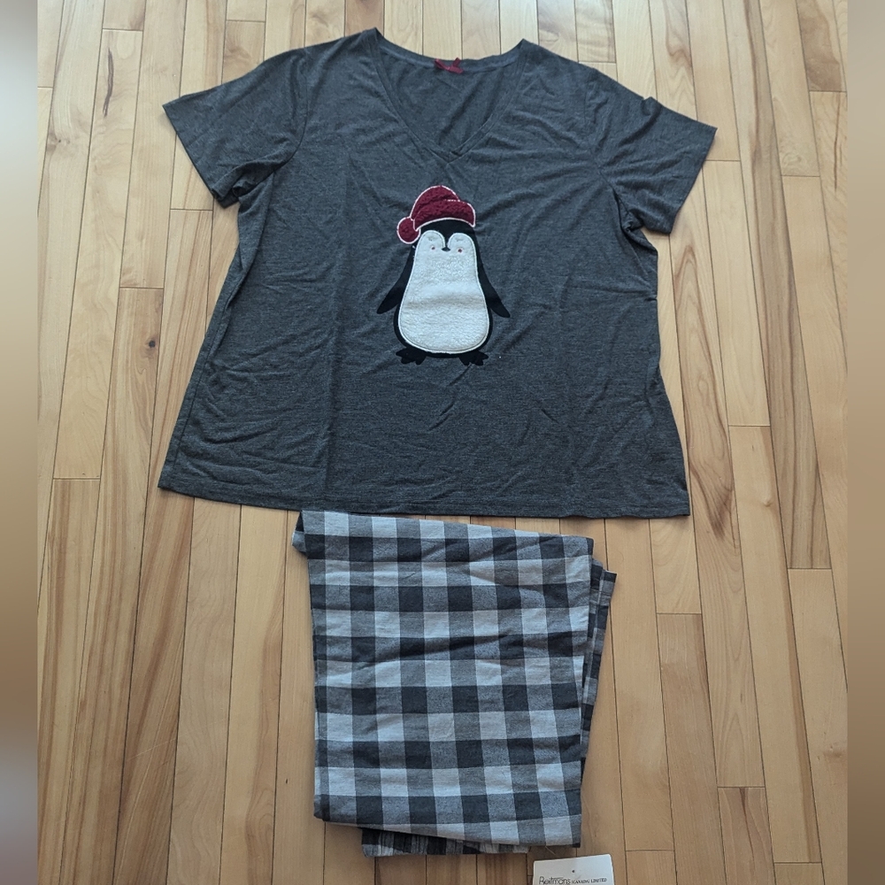 Gray Penguin Pajama Set